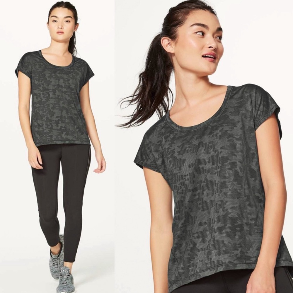 LULULEMON MILES AHEAD SHORT SLEEVE DEEP CAMO